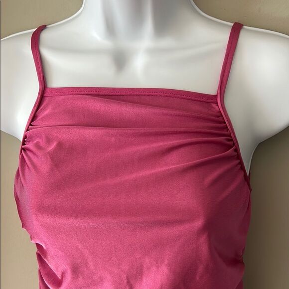 SHEIN Women's Pink Adj. Spaghetti Strap Back Zip Ruched Mini Dress Size Medium - Picture 2 of 11